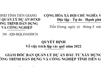 Quyết định về việc trích lập các quỹ năm 2022